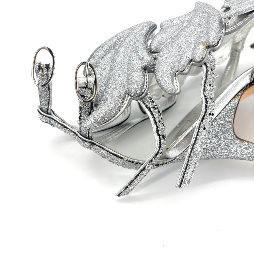 NIB Giuseppe Zanotti Cruel Summer Silver Glitter Wing Strappy Sandals 37 - Picture 9 of 12